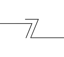 vector design line number 7 seven with sticking out to 2 sides. in black on a white background. number line