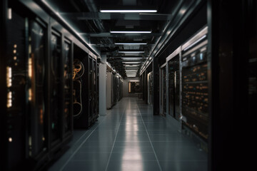 Obraz premium server corridor room generative ai
