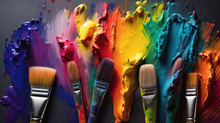 Brushes painting with LGBT colors