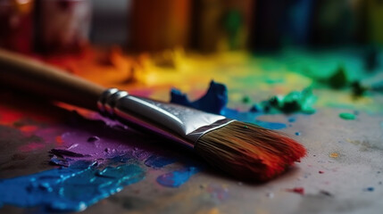 Fototapeta premium Brushes painting with LGBT colors