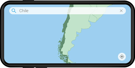 Searching map of Chile in Cell phone.