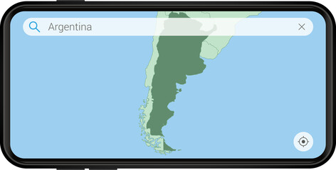 Searching map of Argentina in Cell phone.