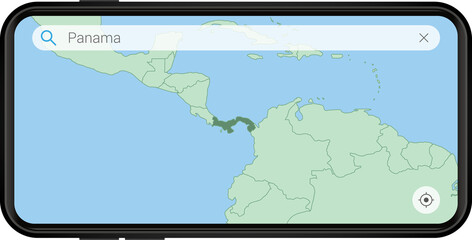 Searching map of Panama in Cell phone.