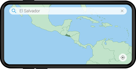 Searching map of El Salvador in Cell phone.