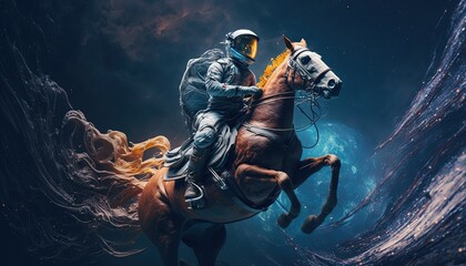astronaut riding a horse in hurricane  by ai generative