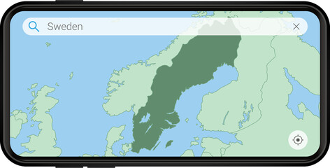 Searching map of Sweden in Cell phone.