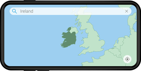 Searching map of Ireland in Cell phone.