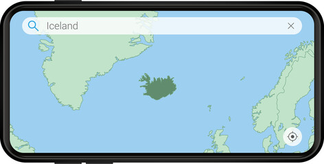 Searching map of Iceland in Cell phone.