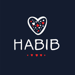 (Habib) Calligraphy name, Vector illustration.
