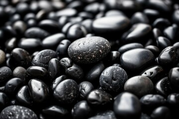 Abstract background with dry dark stones or pebbles, selective focus. AI generated, human enhanced.
