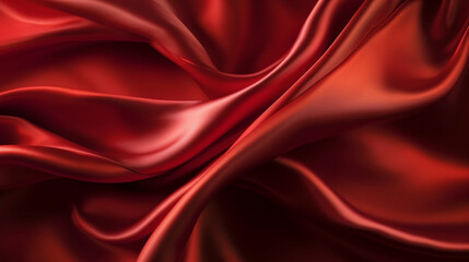 Fototapeta na wymiar Closeup of rippled red silk fabric..generative ai