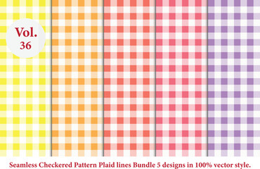 
Plaid lines Pattern checkered Bundle 5 Designs Vol.36,vector Tartan seamless