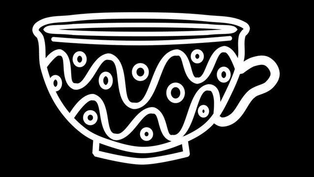 Doodle Tea Cup Utensil Outline Drawing 3