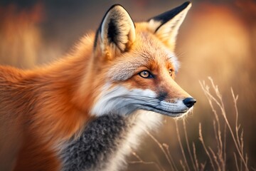 A breathtaking close-up photo of a wild red fox. AI