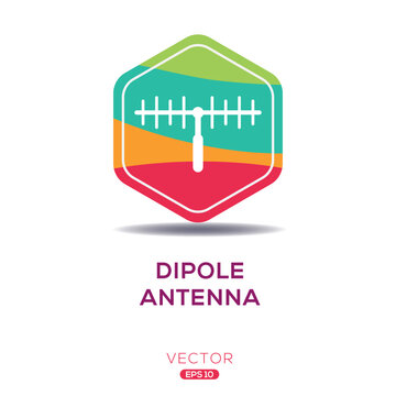 (Dipole antenna) Icon, Vector sign.
