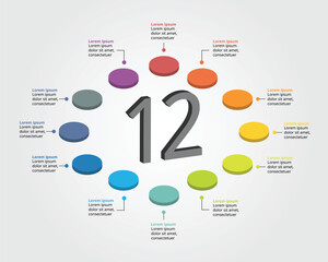 circle template for infographic for presentation for 12 element