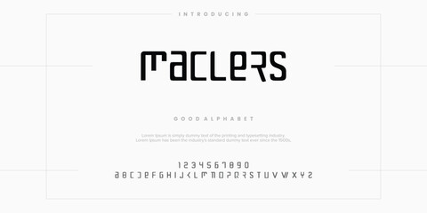 Modern abstract digital alphabet font. Minimal technology typography, Creative urban sport fashion futuristic font and with numbers. vector illustration