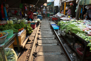 Mae Klong Railway Market in Thailand