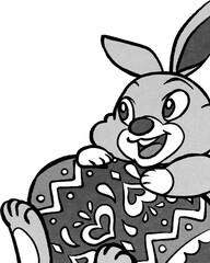 イースターエッグをかかえるウサギ