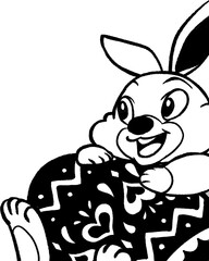 イースターエッグをかかえるウサギ