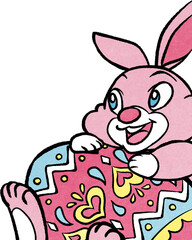 イースターエッグをかかえるウサギ