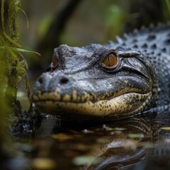 Florida alligator in the Everglades. Generative AI