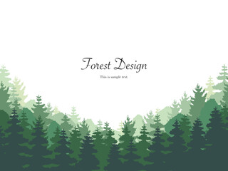 森が広がる自然の風景-手描き