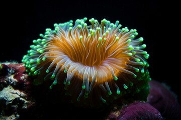 Fototapeta na wymiar Luminescent sea anemone Image. Generative AI