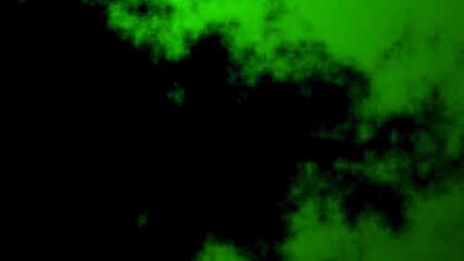 Illustration of a black background with abstract glowing green smoke