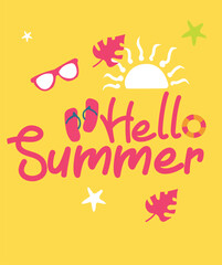 Hello summer vector illustration. Colorful vector designs for summer