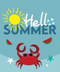 Fototapeta na wymiar Hello summer vector illustration. Colorful vector designs for summer