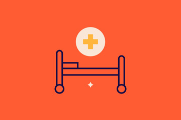 Geometric hospital illustration. in flat style design. Vector flat icon.