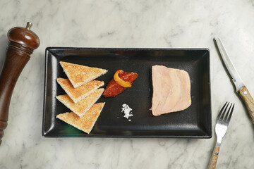 Foie Gras Terrine served in dish isolated on marble background top view on hong kong food © Food Shop
