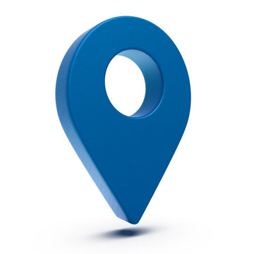 Blue Pointer Icon, Location symbol isolated on white, Gps, travel, navigation, place position concept, 3d illustration