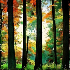 A bunch of lovely autumn trees in the forest (a.i. generated)