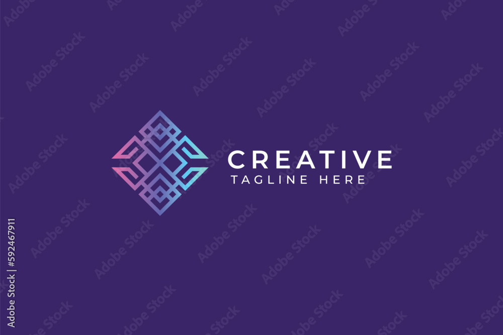 Canvas Prints cryptocurrency logo square geometric shape abstract sign symbol for business template