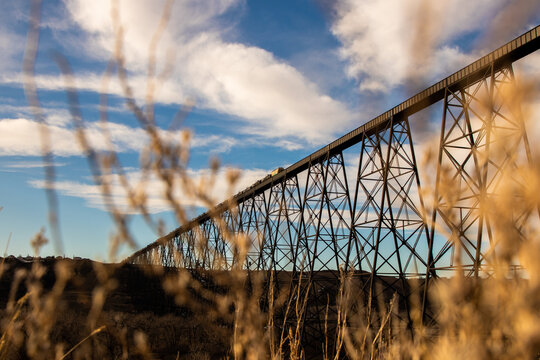 Tranquil landscape of an enormous bridge for industrial purposes