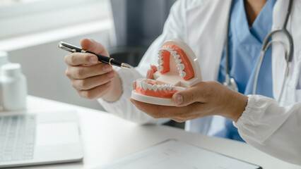 Fototapeta premium Team of doctors and dentists talking and working health care talk medical conference concept online consultant