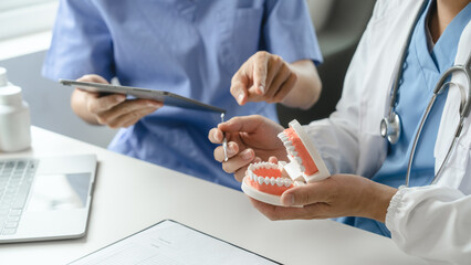 Team of doctors and dentists talking and working health care talk medical conference concept online...