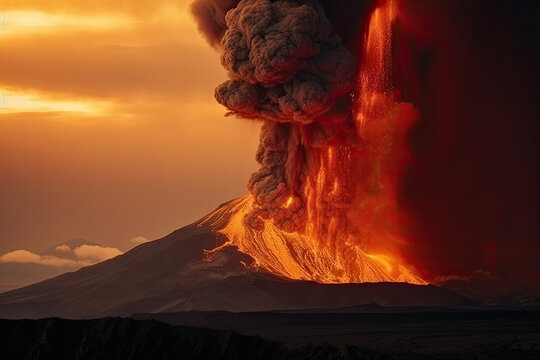 vulcano with big fire created with Generative AI technology
