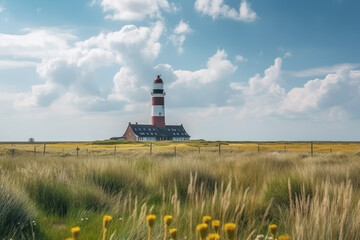 lighthouse on the coast created with Generative AI technology