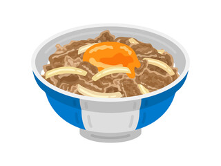 卵をのせた、牛丼のイラスト