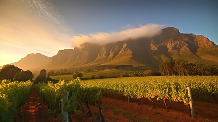 Naklejka premium Vineyard Safari: Exploring Cape Town's Winelands