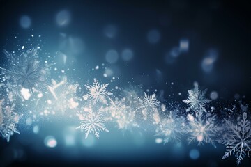 Elegant Christmas Background with Icy Snowflake. Seasonal Banner with copy-space. Generative AI