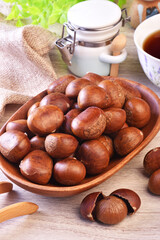 Grilled chestnuts on the plate      