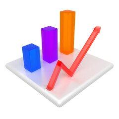 3d isometric Chart icon, Marketing graph analyze 3d model colorful theme and minimal concept. Isolated White background 3d illustration