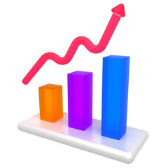 Colorful Graph plan and growing strategy for marketing business and finance concept chart on isolated white background, 3d illustration