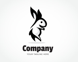 jump happy fun rabbit bunny art logo design template illustration inspiration