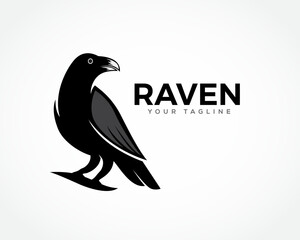 Obraz premium elegant stand raven bird logo symbol design template illustration inspiration