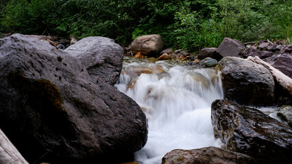 water flowing over rocks